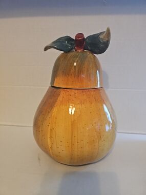 Vintage PEAR COOKIE JAR SAKURA SONOMA CHINA hand painted